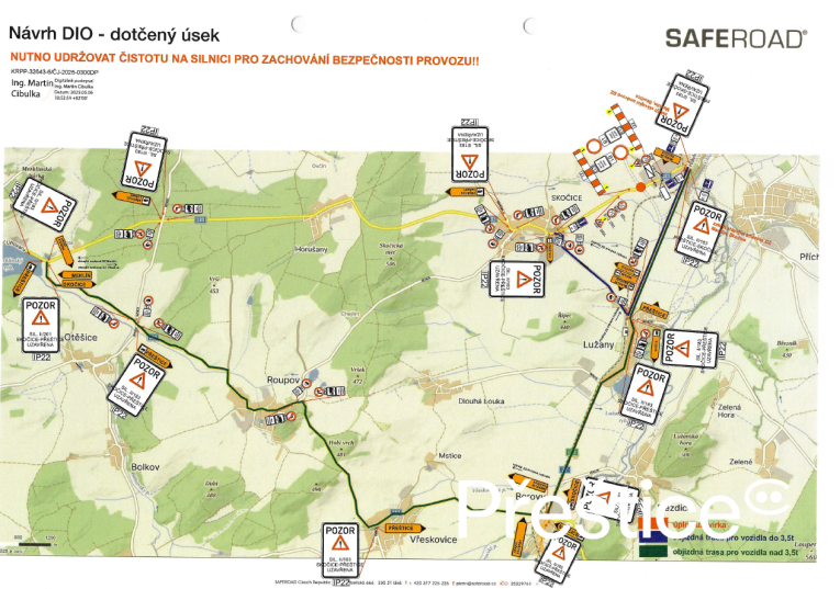 objizdna trasa Prestice-Skocice